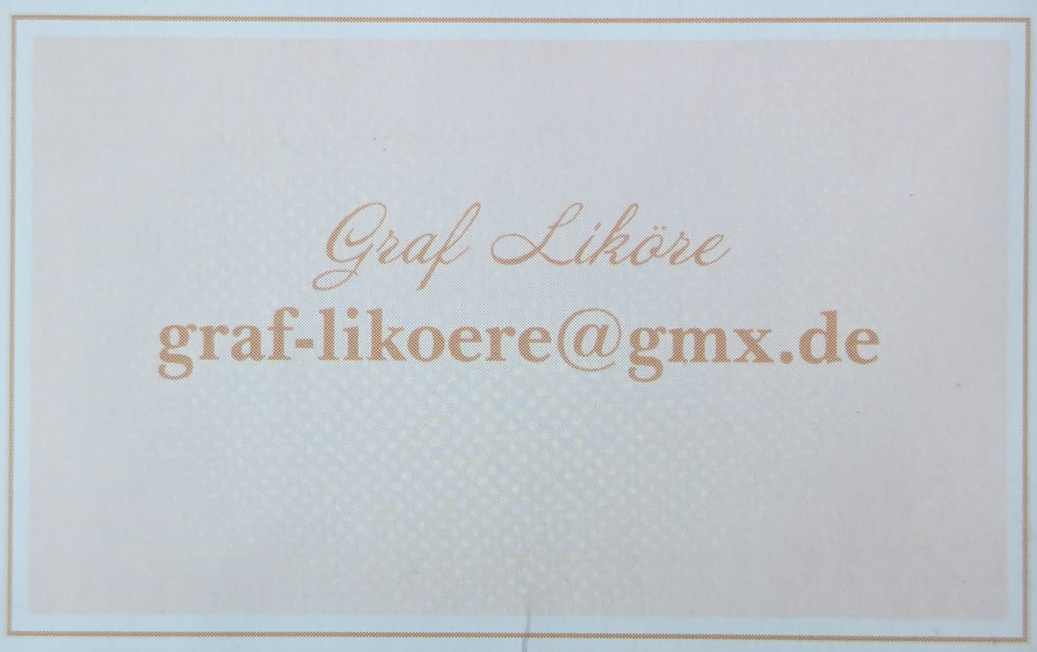 Visitenkarte Graf Liköre mit E-Mail-Adresse